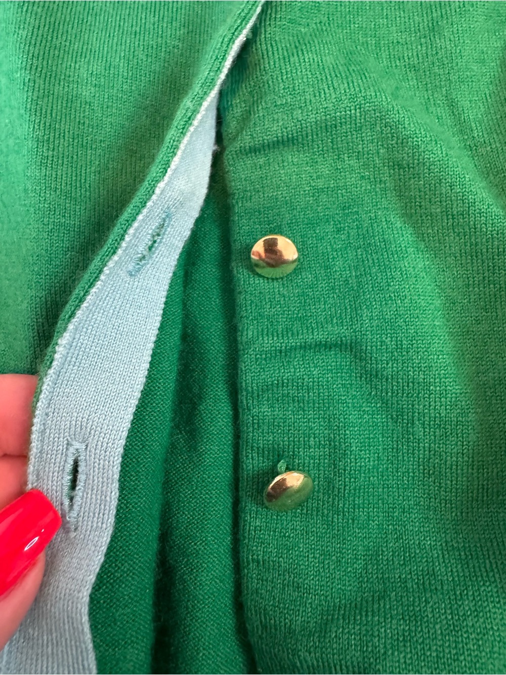 Banana Republic Brilliant Green Button-Front Crewneck Cardigan, wool blend - Picture 5 of 13